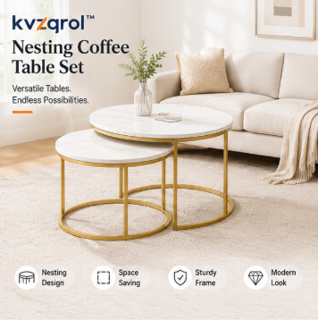 kvzqrol™ Nesting Coffee Table Set – Modern Accent Tables, Space Saving Living Room Furniture