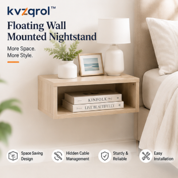 kvzqrol™ Floating Wall Mounted Nightstand – Modern Bedside Shelf, Small Space Bedroom Furniture